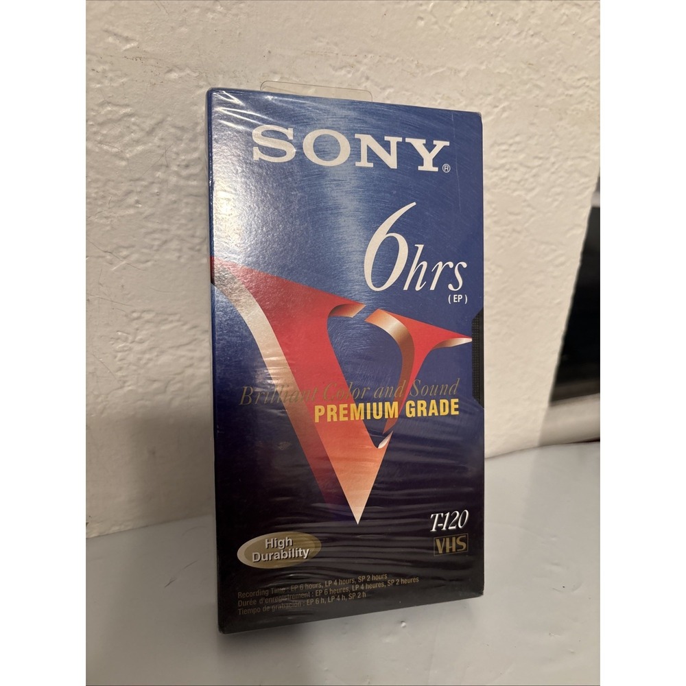 Vintage Sealed Sony 6 Hour Premium‎ Grade High Durability T-120 VHS Tape